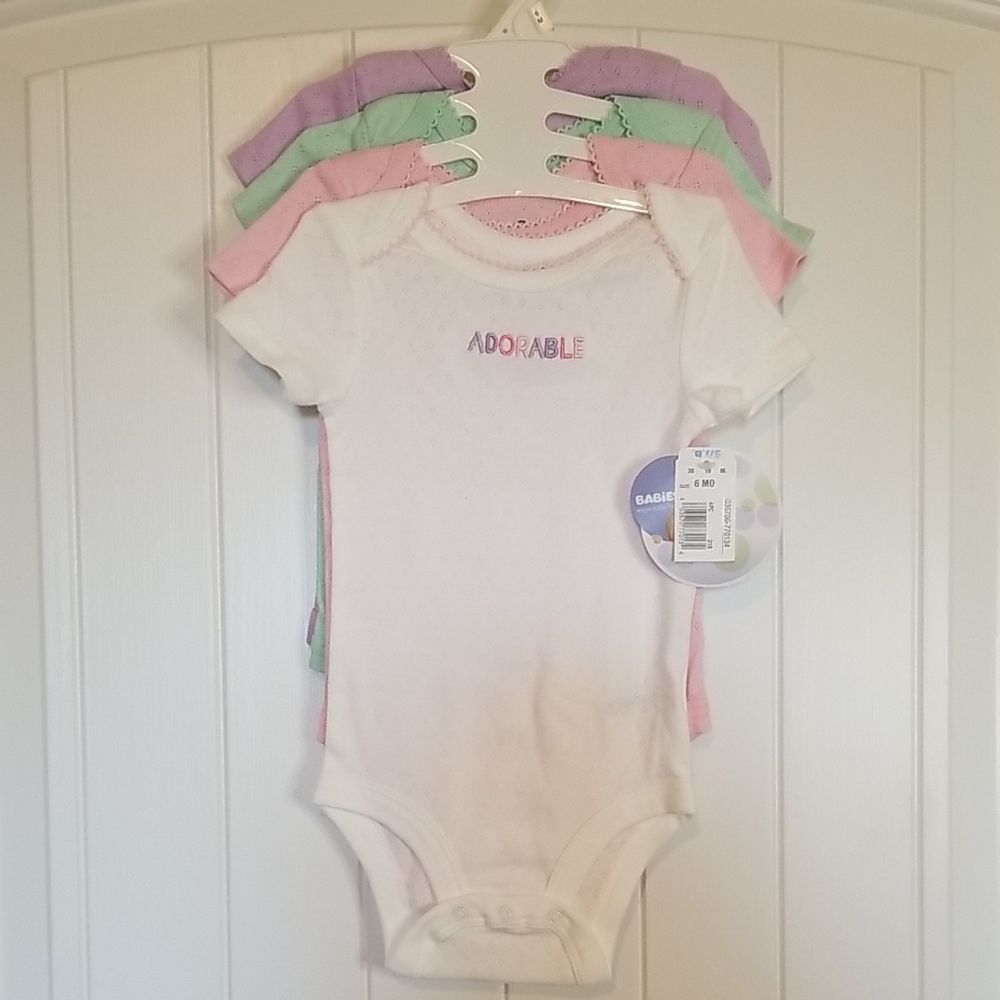 BabiesRUs 4 Piece 100% Cotton Pastel Bodysuit Set NWT 5 Months "Daddy's Angel"